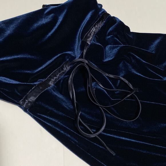 Velvet Long Sleeve Dress Royal Blue Maxi Sz 4 Practical Magic Whimsigoth Y2K 90s - Picture 2 of 9